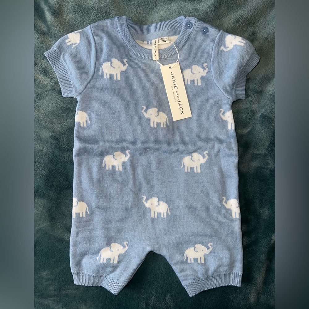 Janie and jack elephant romper